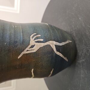 Handcrafted Raku Dancer Kokopelli Ceramic Vase Signed On Base